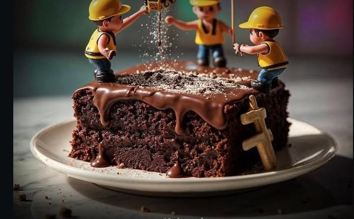 Fudgy chocolate brownie with builders on top